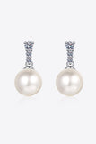 Moissanite Pearl Drop Earrings - Trendsi
