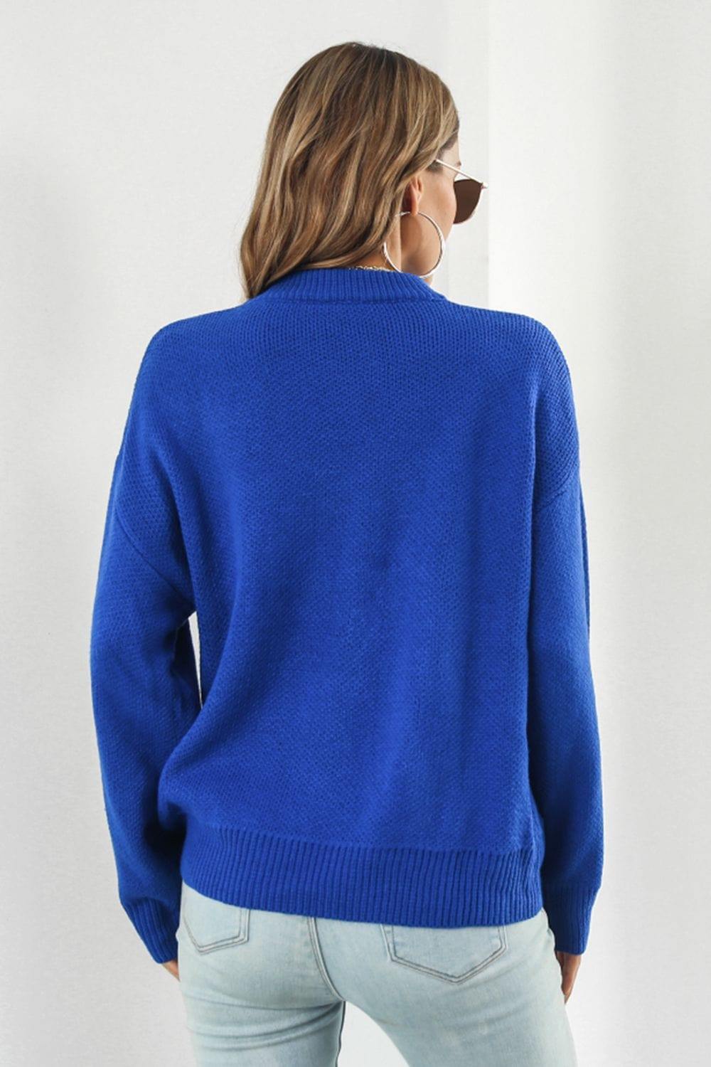 Flower Graphic Drop Shoulder Sweater - Trendsi