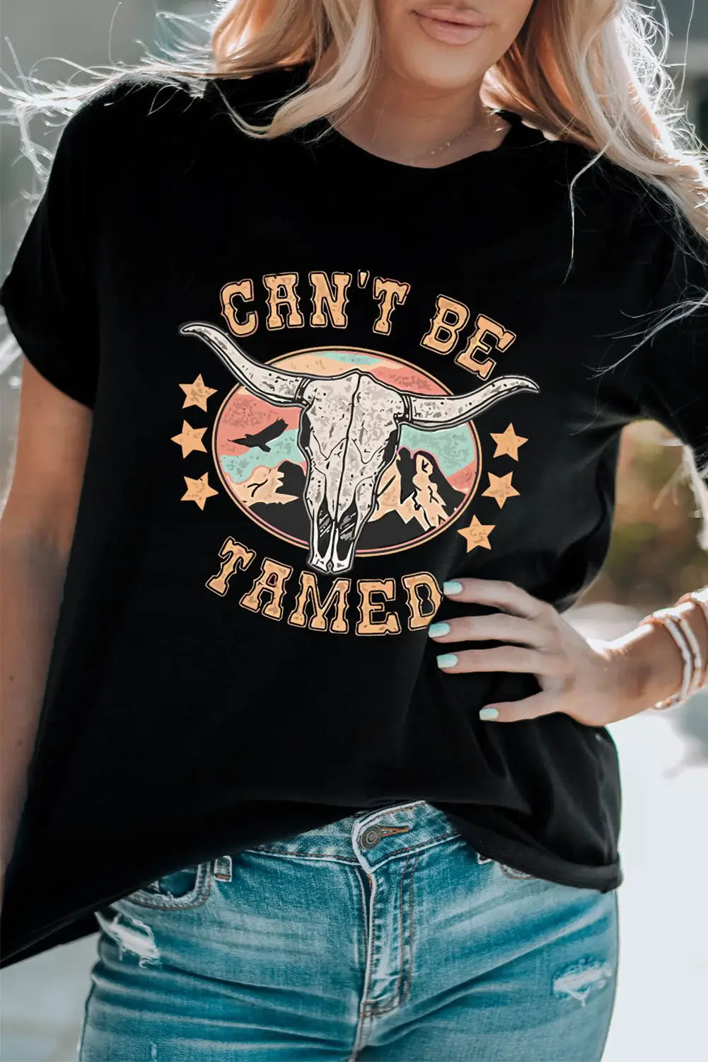 CAN'T BE TAMED Graphic Short Sleeve Tee - Trendsi - Flyclothing LLC