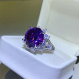 10 Carat Moissanite 925 Sterling Silver Flower Shape Ring - Trendsi
