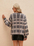 Open Front Plaid Long Sleeve Cardigan - Trendsi - Flyclothing LLC