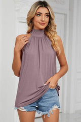 Tied Grecian Neck Tank - Trendsi - Flyclothing LLC