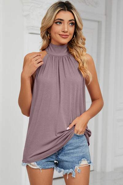 Tied Grecian Neck Tank - Trendsi - Flyclothing LLC