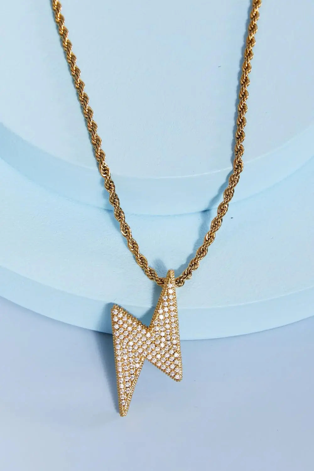 GNJ MANUFACTURING Cubic Zirconia Lightning Pendant Necklace - Trendsi - Flyclothing LLC