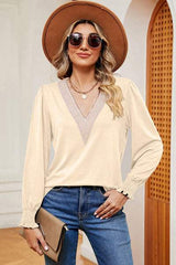 V-Neck Long Sleeve T-Shirt - Trendsi - Flyclothing LLC