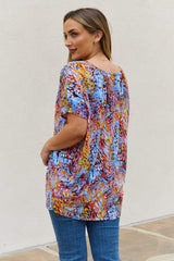 Be Stage Full Size Printed Dolman Flowy Top - Trendsi - Flyclothing LLC