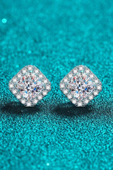 925 Sterling Silver Inlaid 2 Carat Moissanite Square Stud Earrings - Trendsi - Flyclothing LLC