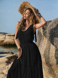 V-Neck Tie Shoulder Crochet Maxi Dress - Trendsi - Flyclothing LLC