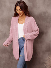 Warm Fall Mixed Knit Open Front Longline Cardigan - Flyclothing LLC