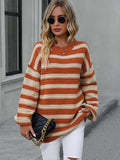 Striped Dropped Shoulder Sweater - Trendsi - Flyclothing LLC