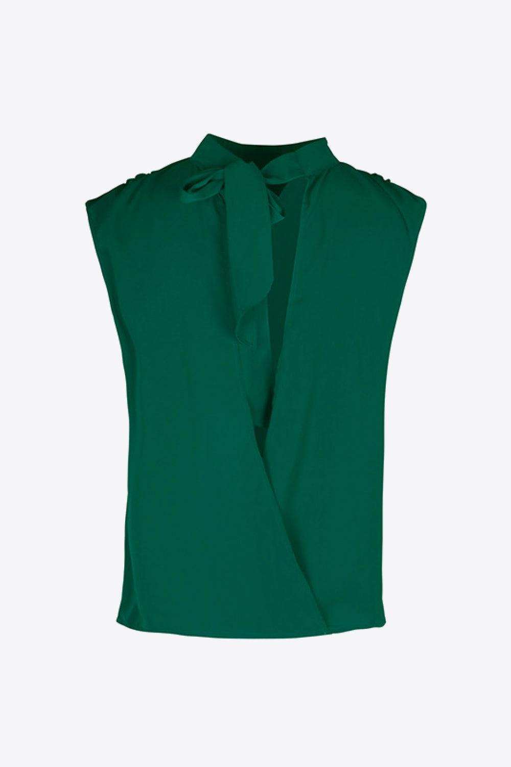 Tied Mock Neck Blouse - Trendsi - Flyclothing LLC