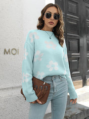 Floral Dropped Shoulder Sweater - Trendsi