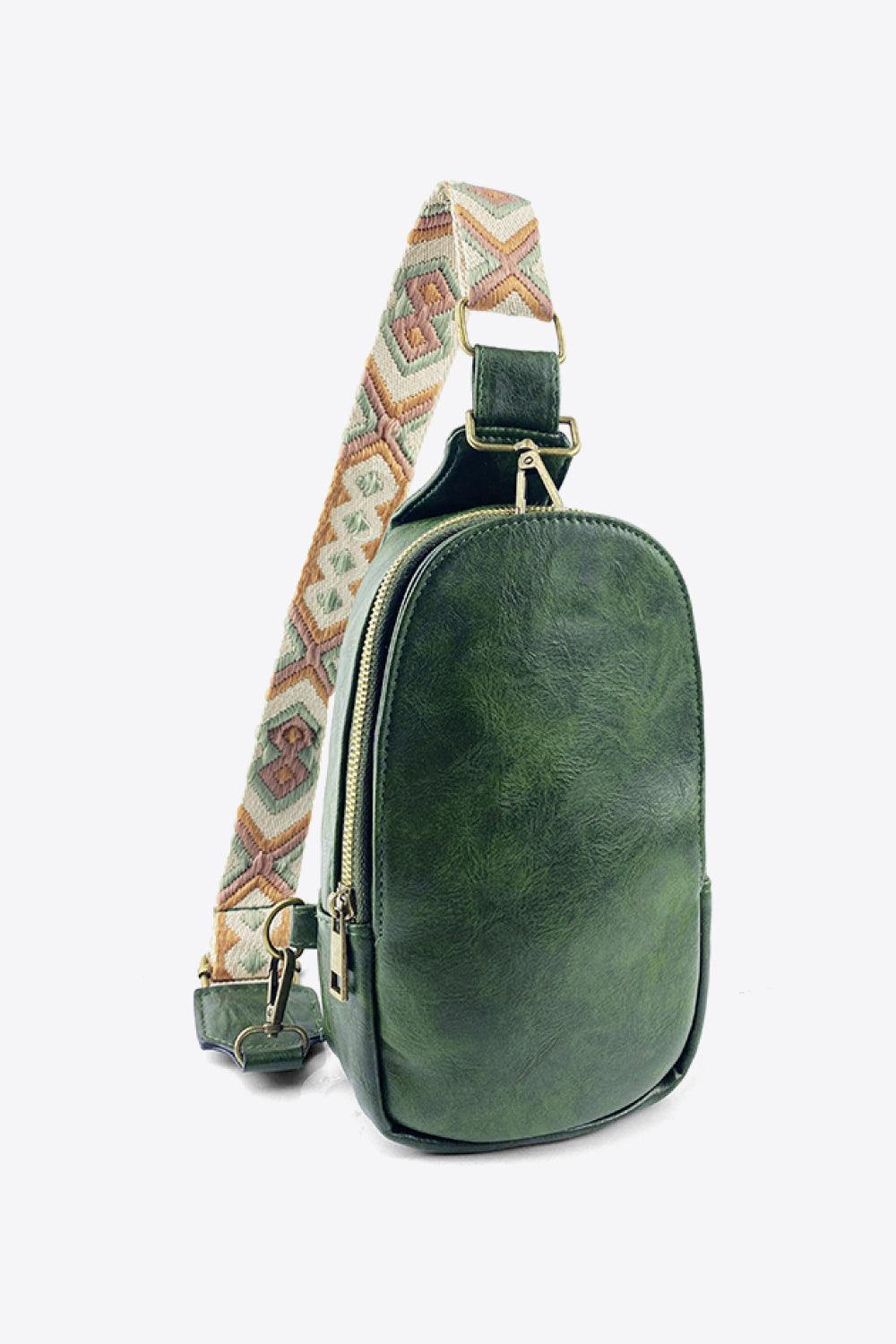 Adjustable Strap PU Leather Sling Bag - Flyclothing LLC