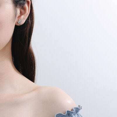 1 Carat Moissanite Butterfly Shape Earrings - Trendsi - Flyclothing LLC