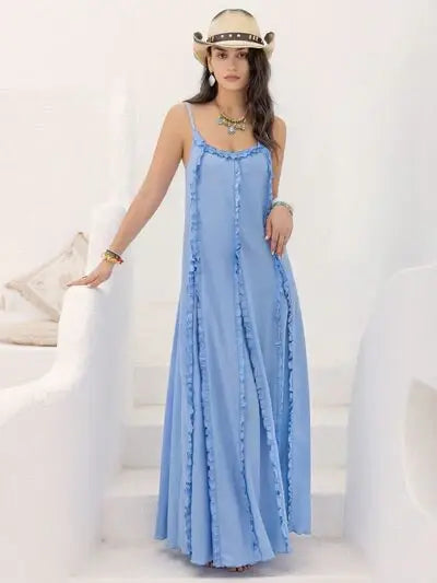 Frill Scoop Neck Maxi Cami Dress - Trendsi - Flyclothing LLC