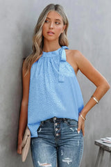 Printed Tied Grecian Neck Tank - Trendsi - Flyclothing LLC