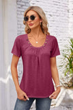 Decorative Button Scoop Neck T-Shirt - Trendsi - Flyclothing LLC