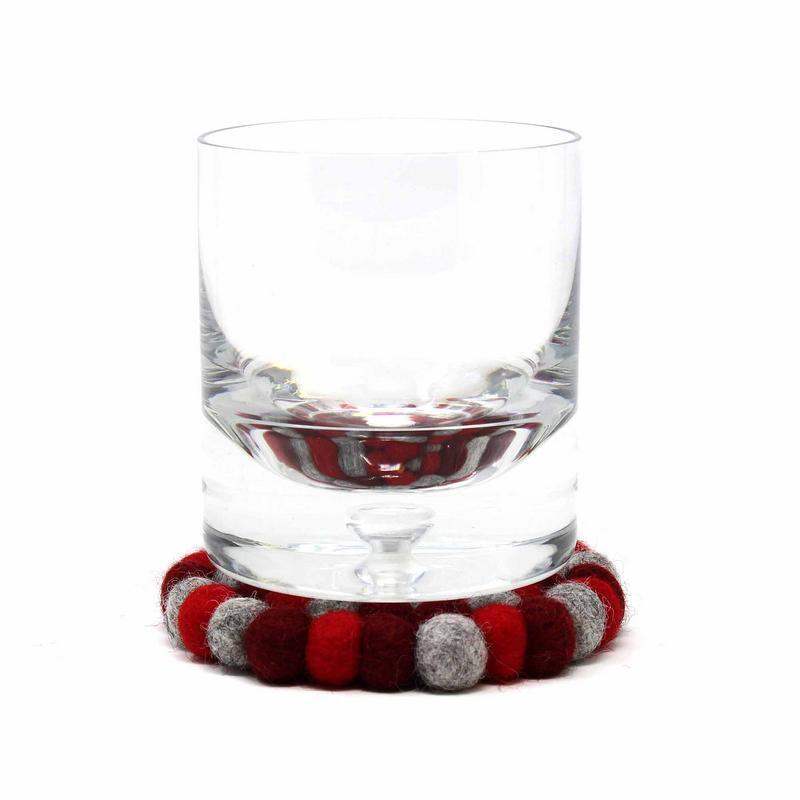 Hand Crafted Felt Ball Coasters from Nepal: 4-pack, Chakra Reds - Global Groove (T) - Global Groove - Flyclothing LLC