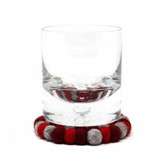 Hand Crafted Felt Ball Coasters from Nepal: 4-pack, Chakra Reds - Global Groove (T) - Global Groove