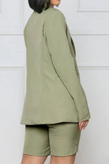 Long Sleeve Blazer and Shorts Set - Trendsi - Flyclothing LLC
