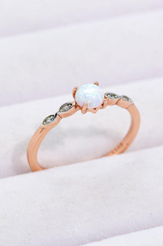 Opal Contrast Platinum-Plated Ring - Trendsi