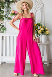 Veveret Pocketed Spaghetti Strap Wide Leg Jumpsuit - Flyclothing LLC