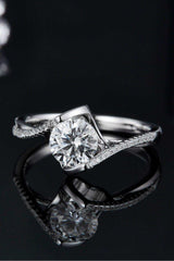 1 Carat Moissanite 925 Sterling Silver Twisted Ring - Trendsi - Flyclothing LLC