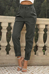 High Waist Cropped Pants - Trendsi - Flyclothing LLC