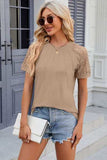 Openwork Round Neck Short Sleeve T-Shirt - Trendsi - Flyclothing LLC