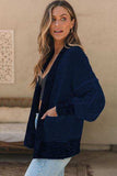 Waffle-knit Pocketed Open Front Cardigan - Trendsi - Flyclothing LLC
