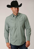 Roper Mens Long Sleeve Snap Solid Broadcloth Dusty Green Western Shirt - Roper - Flyclothing LLC
