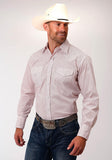 Roper Mens White Mini Block Print Long Sleeve Snap Western Shirt - Roper