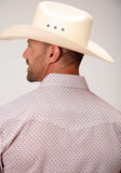Roper Mens White Mini Block Print Long Sleeve Snap Western Shirt - Roper