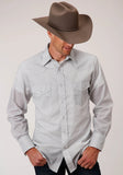 Roper Mens Long Sleeve Snap White Black Grey Teardrop Print Western Shirt - Roper