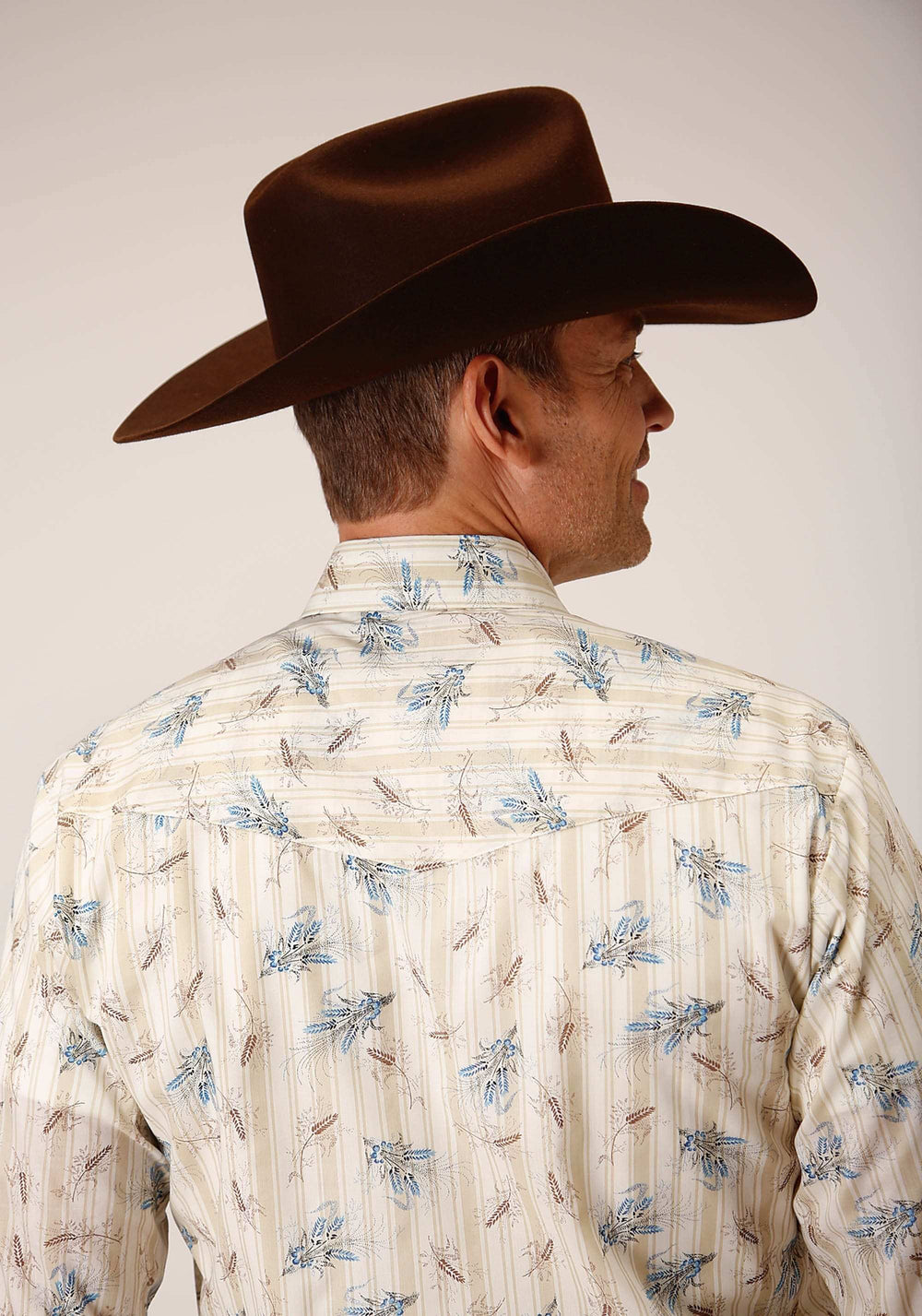 Roper Mens Long Sleeve Snap Vintage Wheat Print Western Shirt - Roper - Flyclothing LLC