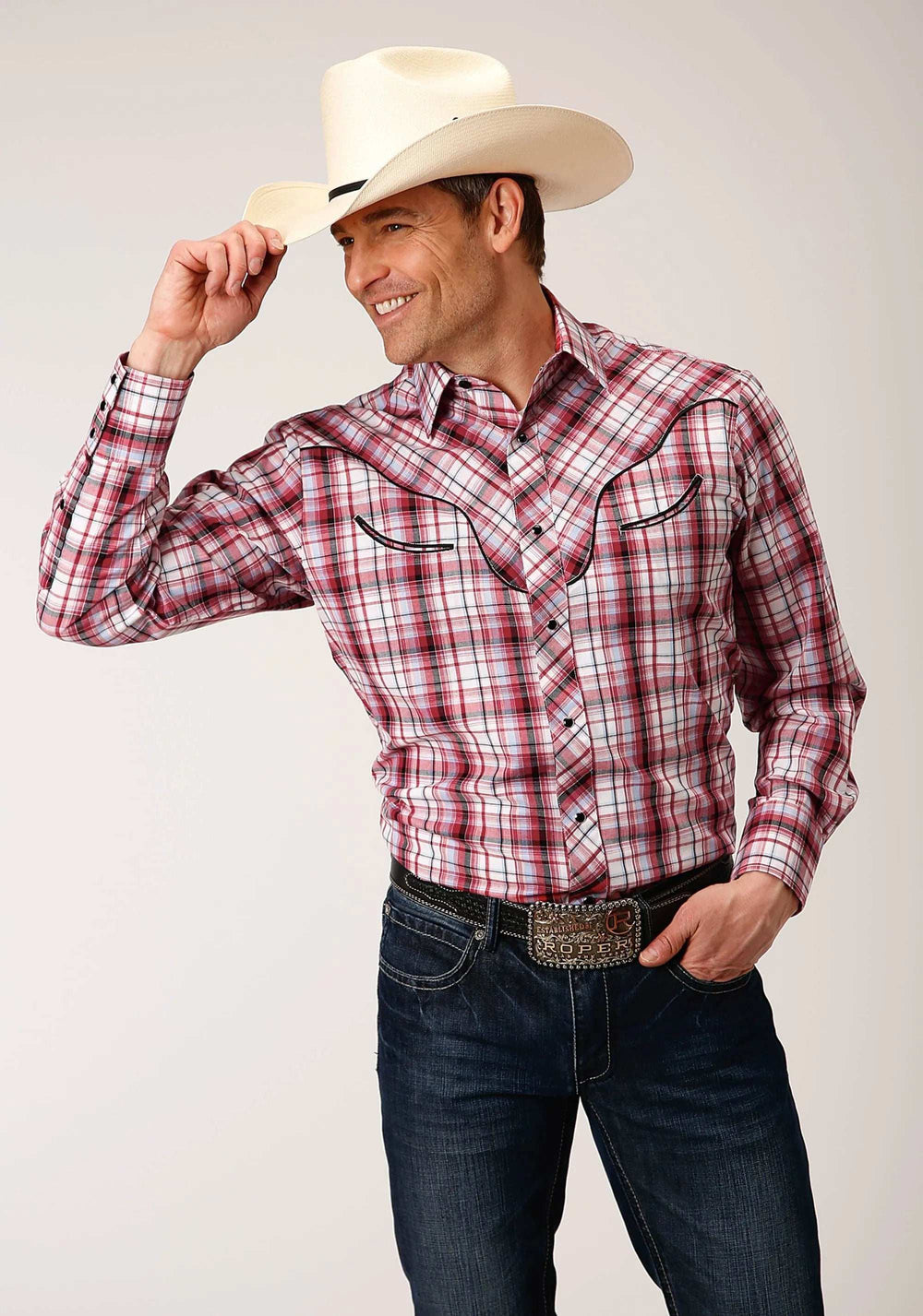 Roper Mens Long Sleeve Snap Red Plaid Western Shirt - Roper - Flyclothing LLC