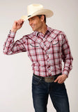 Roper Mens Long Sleeve Snap Red Plaid Western Shirt - Roper