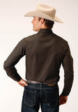 Roper Mens Long Sleeve Snap Solid Broadcloth Choc Brown Western Shirt - Roper