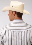 Roper Mens Brown And Grey Wide Stripe Long Sleeve Snap Western Shirt - Roper