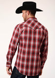 Roper Mens Long Sleeve Snap Red White And Black Plaid Western Shirt - Roper