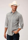Roper Mens Dark Grey Ground Wallpaper Print Long Sleeve Snap Western Shirt - Roper