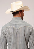 Roper Mens Dark Grey Ground Wallpaper Print Long Sleeve Snap Western Shirt - Roper