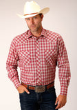 Roper Mens Long Sleeve Snap Red And Multi Colored Small Scale Western Shirt - Roper