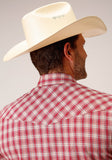 Roper Mens Long Sleeve Snap Red And Multi Colored Small Scale Western Shirt - Roper