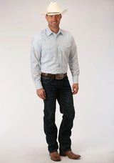 Roper Mens Blue And White Stripe Long Sleeve Snap Western Shirt - Roper - Flyclothing LLC