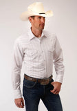 Roper Mens White With Red Stripe Long Sleeve Snap Western Shirt - Roper