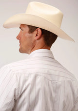 Roper Mens White With Red Stripe Long Sleeve Snap Western Shirt - Roper - Flyclothing LLC