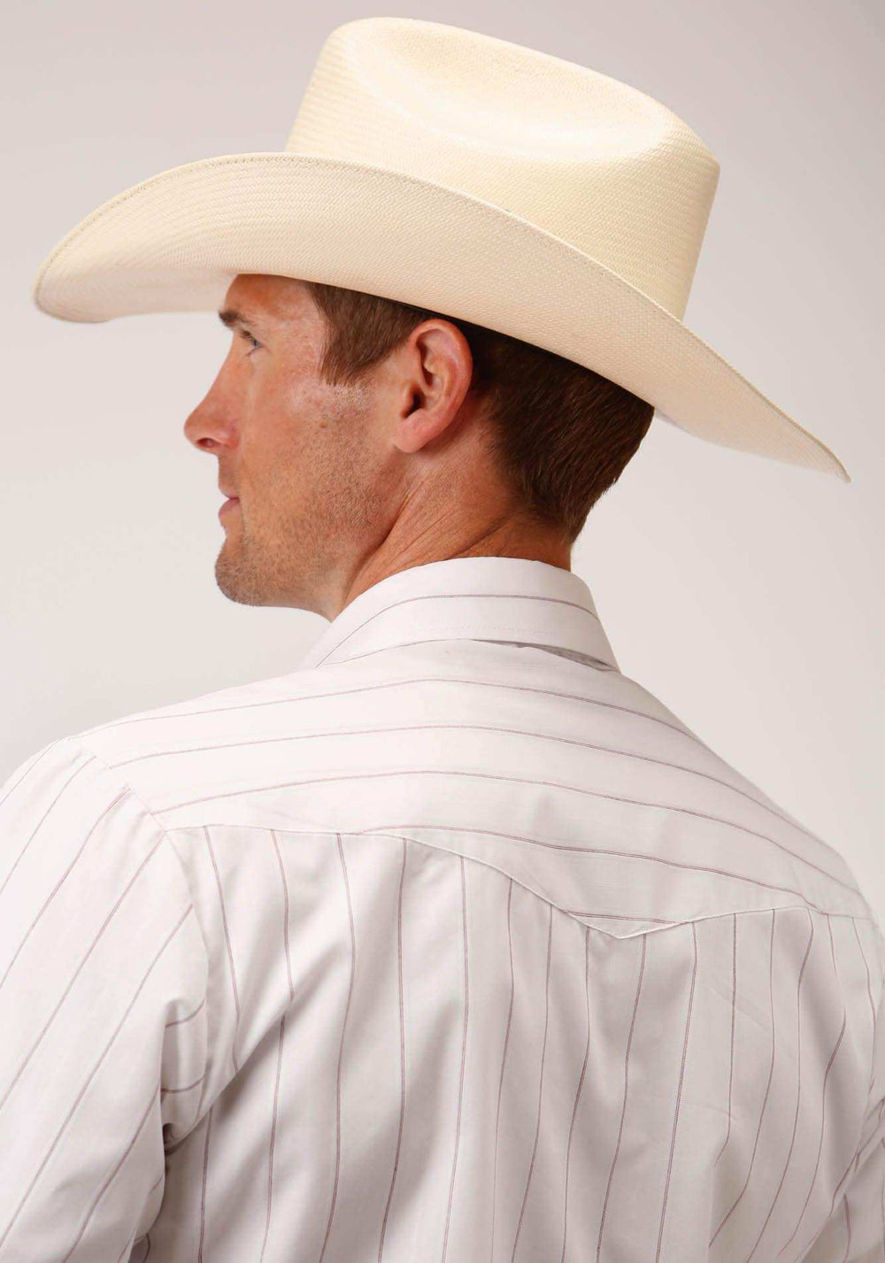 Roper Mens White With Red Stripe Long Sleeve Snap Western Shirt - Roper - Flyclothing LLC