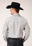 Roper Mens Long Sleeve Snap Ltgy Charcoal White Stripe Western Shirt - Roper