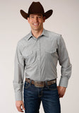 Roper Mens Long Sleeve Snap Charcoal And White Stripe Western Shirt - Roper